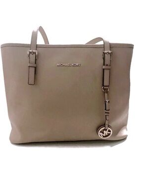 MICHAEL KORS • Saffiano Leather Jet Set Large Travel Tote Nude EUC